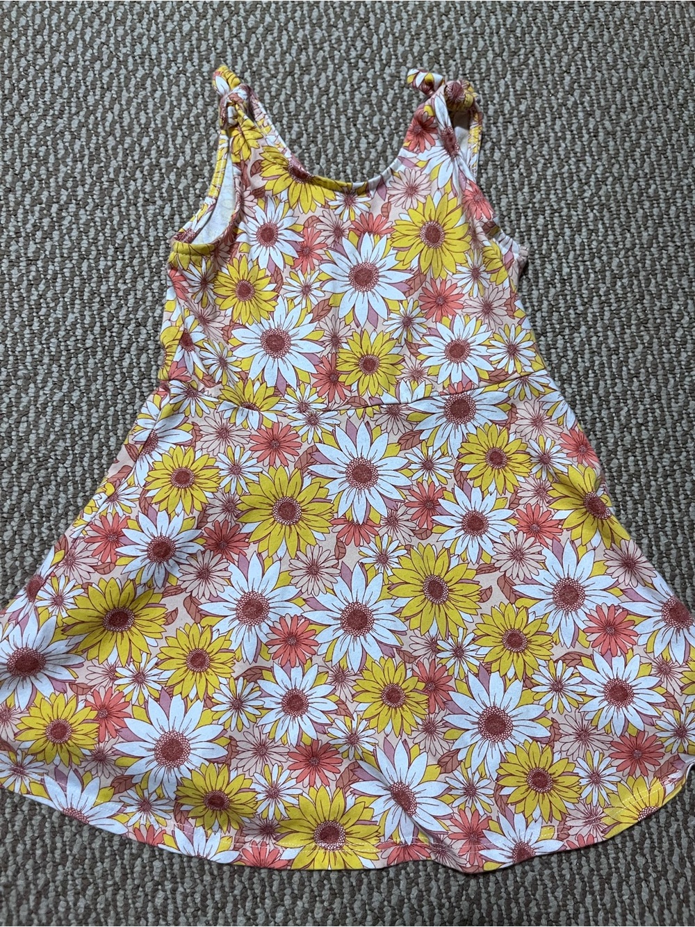 Girls 3T The Children's Place Yellow White & Coral Floral Tank Dress